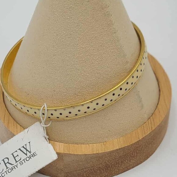J Crew Factory Off White Polka Dot Gold Tone Thin Enamel Bangle NWT!  NEW! - Picture 5 of 8